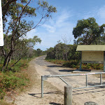 Sign and gate at the end of Beachcomber Rd (113446)