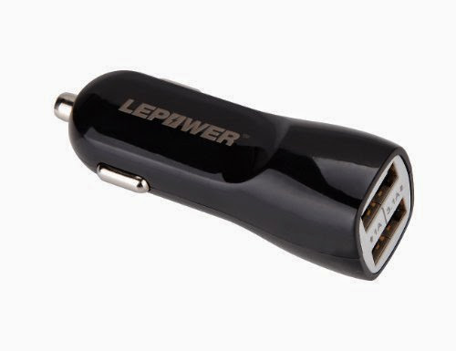  LEPOWER Max 3.1A Dual Port USB Car Charger / High-speed Car Charger for iPhone 5S, 5C, 5, 4S, 4; iPad 5, Air, mini; iPod Touch, nano, All Apple Device, Android Devices and Most USB Powered Devices (Black)