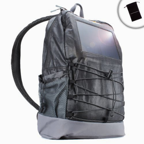  Solar Powered Beach Gear Travel Backpack - Charge Cameras , Phones , Tablets While You Enjoy The Sun -Works with Samsung Galaxy S4 , S3 / GoPro Hero 3  &  More