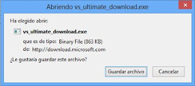 Descarga del fichero ISO de Microsoft Visual Studio .net 2012