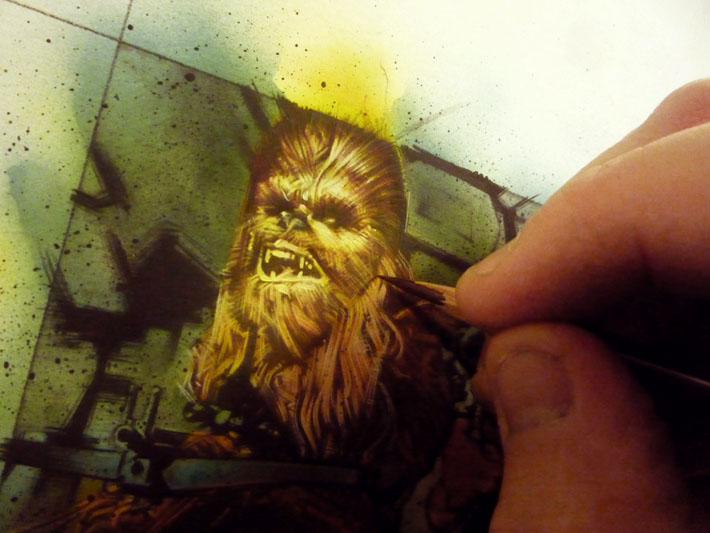 Han Solo and Chewbacca, original art by Jeff Lafferty