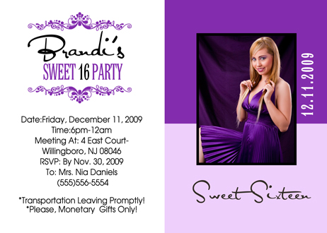 Event Photo Cards: sweet Sixteen Invitation