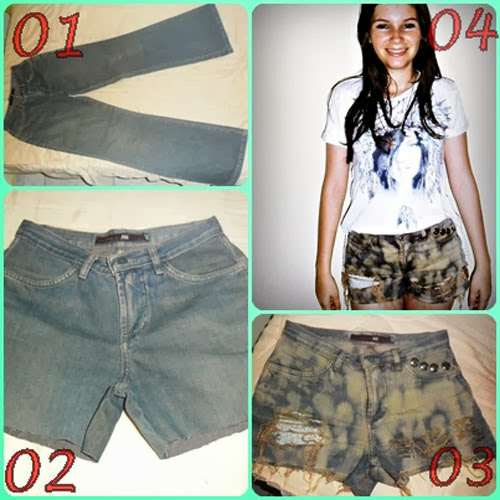 Como transformar calça jeans em short customizado | CUSTOMIZANDO.NET - Blog  de customização de roupas, moda, decoração e artesanato por Mariely Del Rey