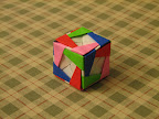 Cube from 12 Snow-Capped Sonobe 1 units from Meenakshi Mukerji's "Marvelous Modular Origami".