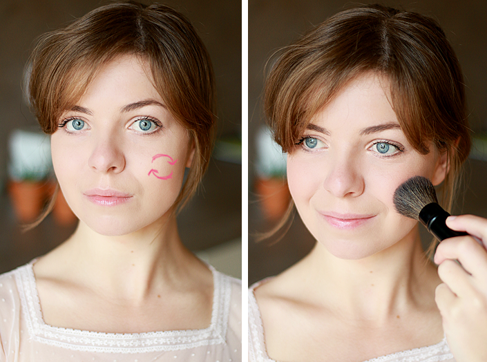 apply blush, makeup tutorial, makeup according to face shape, makeup technic, how to use blush