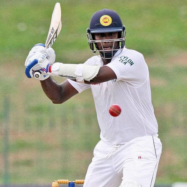 Sri Lankan cricketer Angelo Mathews bats during the first day of the second test cricket match between Sri Lanka and South Africa in Colombo, Sri Lanka, Thursday, July 24, 2014.