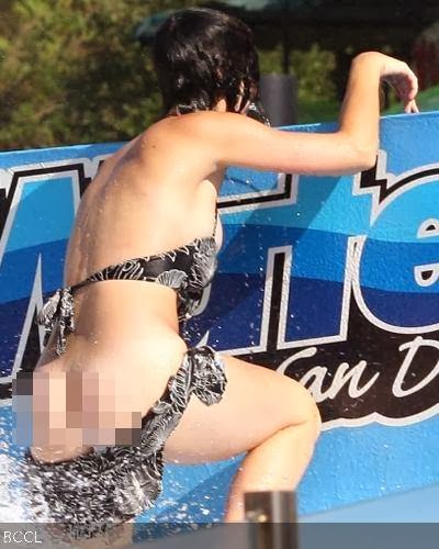 Katy Perry had an oops moment when she lost her bikini bottoms and top on the rapids at Raging Waters Park in San Dimas, CA.