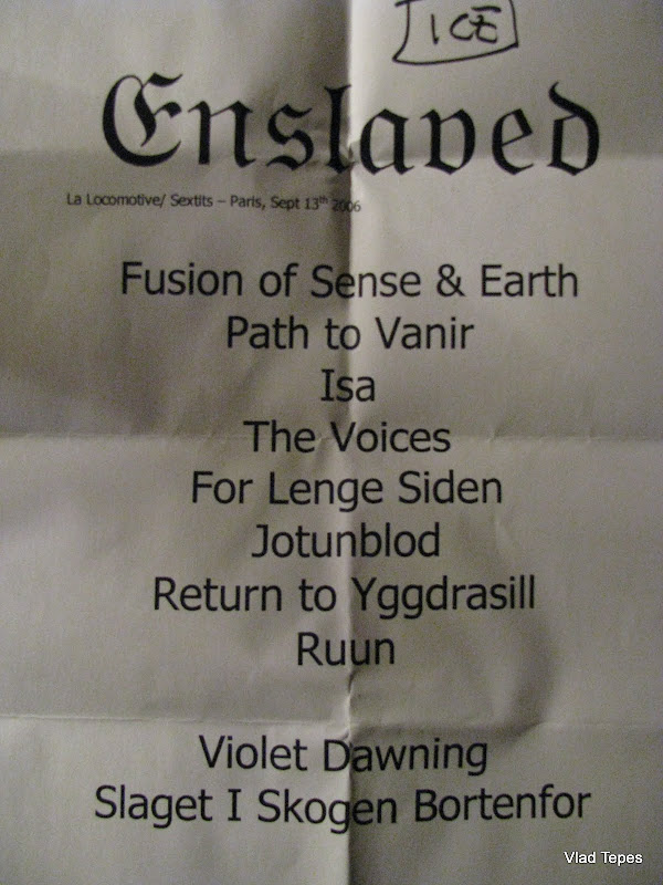 Enslaved Set-list @ La Loco, Paris 13/09/2006