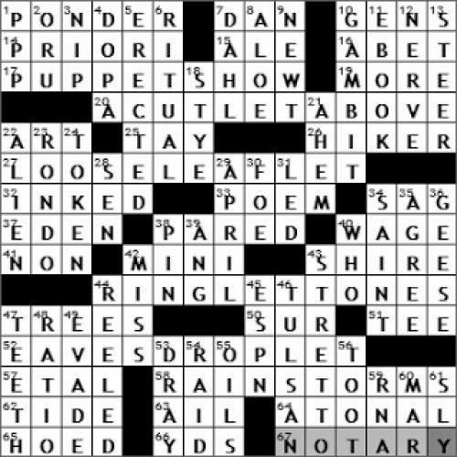 0907 10 New York Times Crossword Answers 7 Sep 10