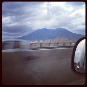 vesuvius volcano in naples view from highway