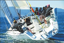 J/109 sailing upwind off Seattle, WA