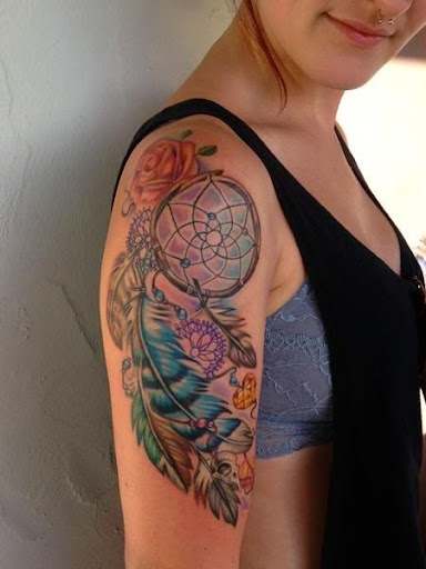 Rose Dreamcatcher Tattoos for girls, women