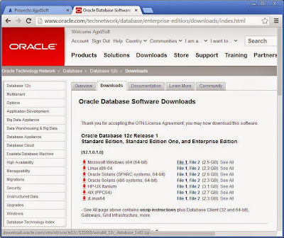 Descargar y descomprimir ficheros de instalacin de Oracle 12c Release 1