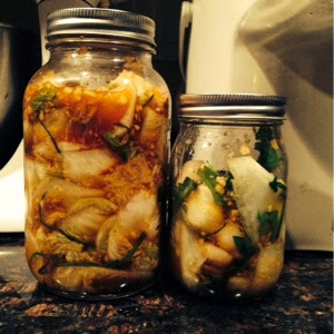 kimchi in mason jars