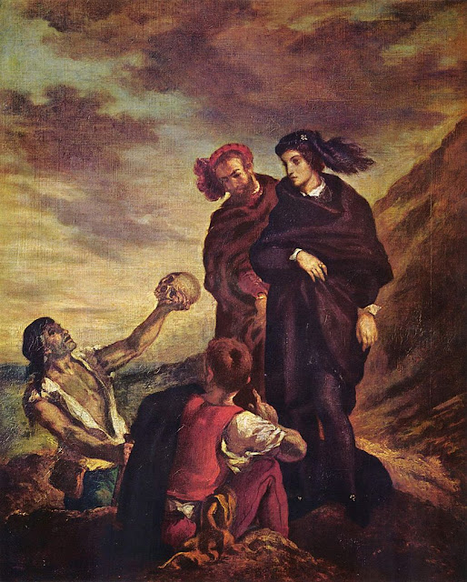 Eugène Delacroix - Hamlet with Horatio, (the gravedigger scene), 1839