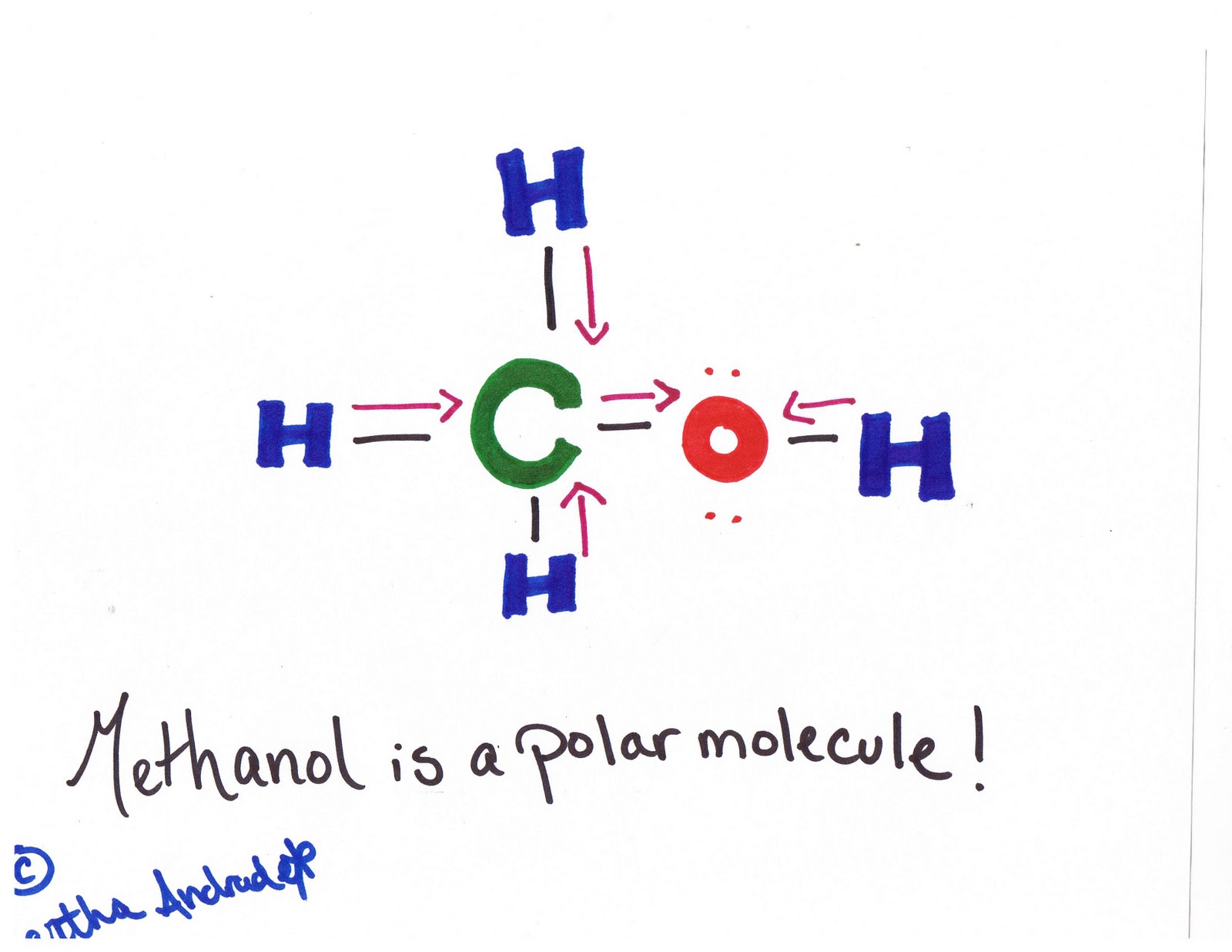 It has 6 atoms, represented by the formula CH3OH. 