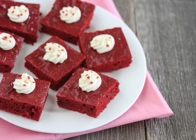 photo of a plate of healthier red velvet cake slices