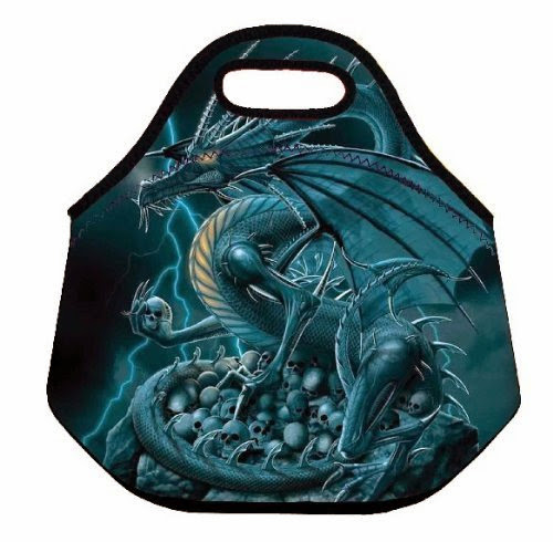  Cool Blue Dragon Boys Girls Comfortable Neoprene Sleeve Insulated Portable Waterproof Lunch Box Tote Soft cover baby Handbag W/Handle Office School Work Fashion Food Carrying Case