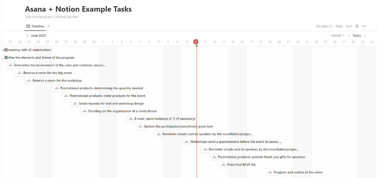 timeline view in notion
