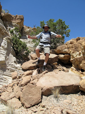 Mark descending a steep ridge