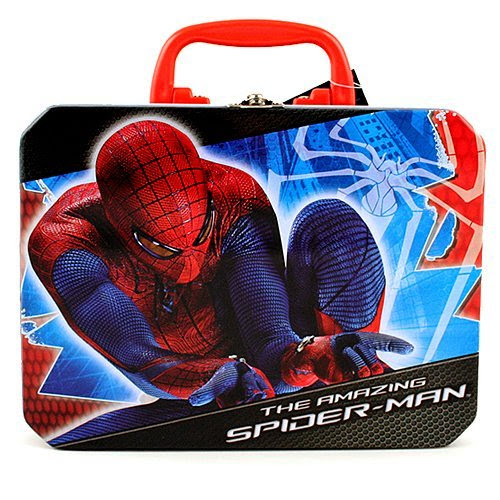  Lunch Box - Marvel - Spiderman - Metal Tin Case w/Plastic Handle  &  Clasp