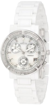  Invicta Women's 0727 Ceramic Chronograph Diamond Accented Mother of Pearl Ceramic Watch