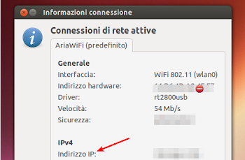 indirizzo ip in network manager
