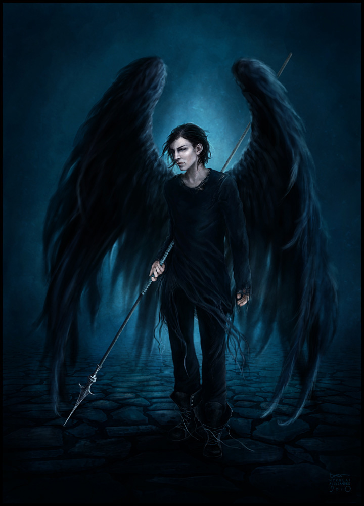 The angels sanctuary: Fallen angel - Black winged young angel with