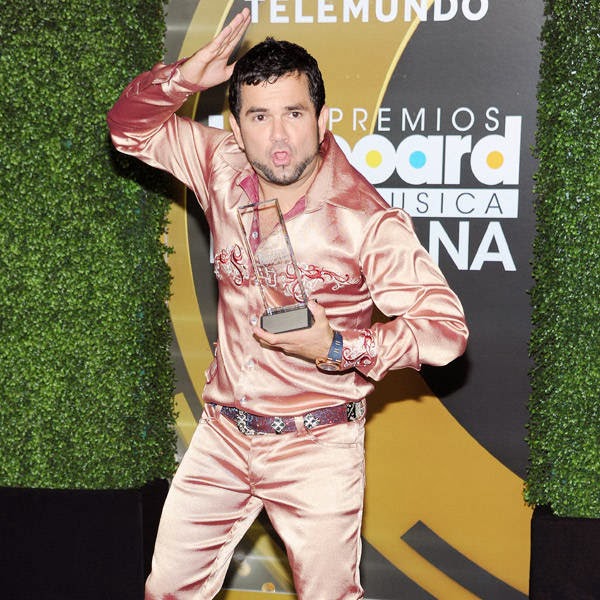 Roberto Junior poses with his trophy at the press room during the 3rd Annual Billboard Mexican Awards, held at The Dolby Theatre in Los Angeles on October 9, 2013.
