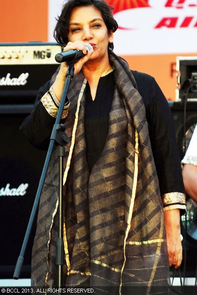 Actress Shabana Azmi addresses the audience during 'Kala Ghoda' Festival, held in Mumbai on February 3, 2013. 