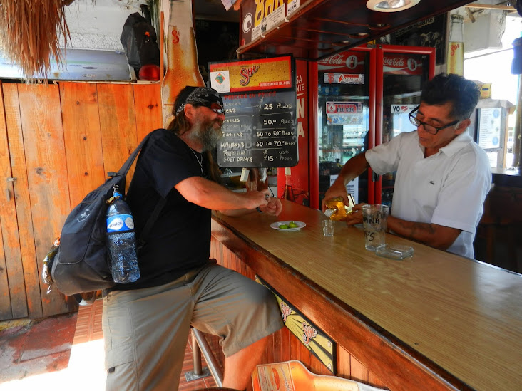 Tequila shot at dockside bar, Isla Mujeres