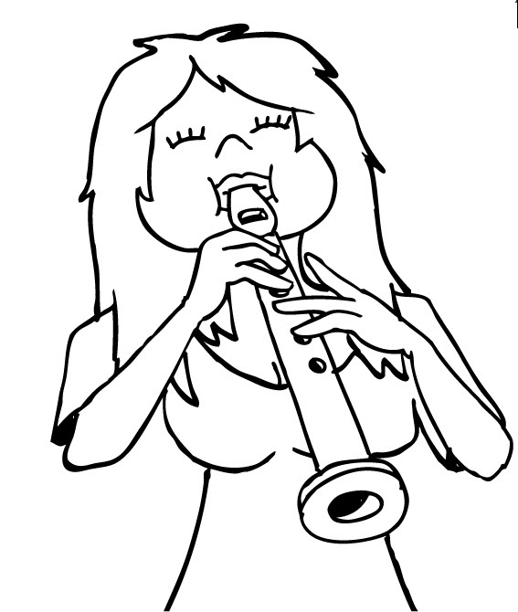 Mujer tocando la flauta para colorear