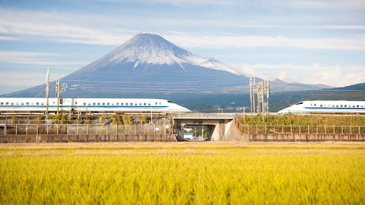 High-Speed Trains, Mount Fuji, Honshu, Japan.jpg