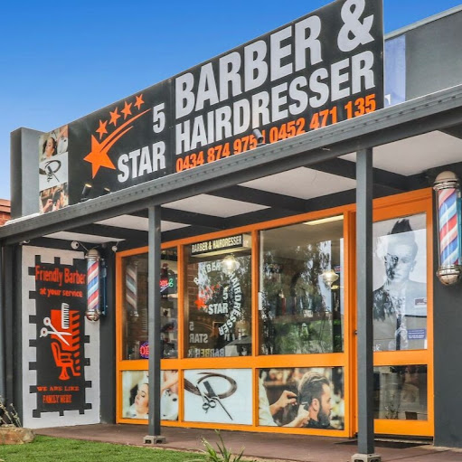 5 star Barber and hairdresser logo