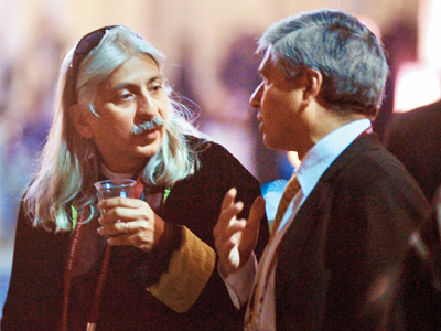 Sanjoy Roy with a friend at a multi-cultural evening during the Jaipur Literature Festival.
