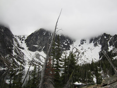 Asgard Pass, Dragontail, Colchuck Glacier, and Colchuck in the cloud