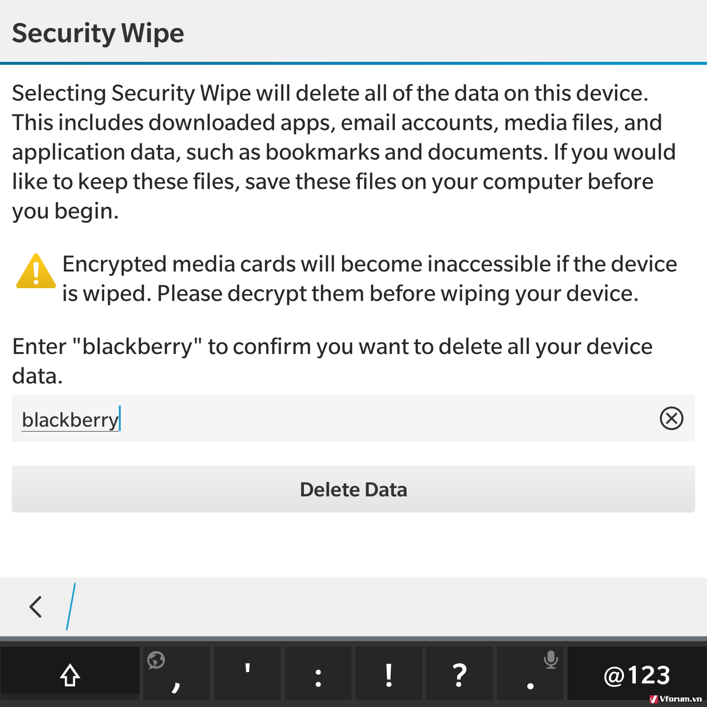 Hướng dẫn sử dụng Security Wipe BlackBerry 10 