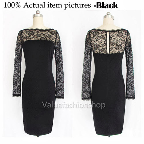 Womens Cotton Lace Crochet Fitted Party Clubwear Bodycon Sheath Pencil ...