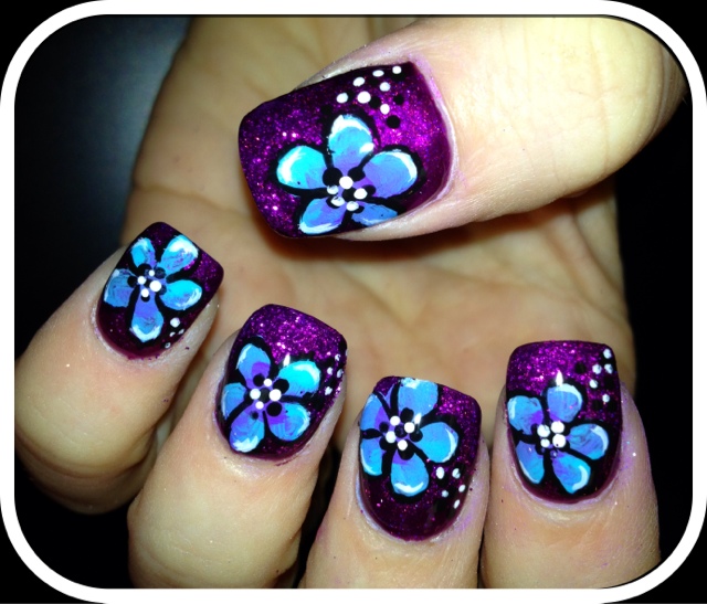 Nailed Daily: Day 38 - One Stroke Flowers