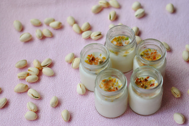 easy ginger milk agar pudding with pistachio nuts by ServicefromHeart