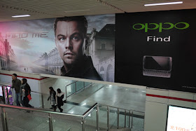 advertisement in Shanghai China with Leonardo DiCaprio for Oppo's Find Me campaign