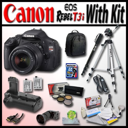 Canon EOS Rebel T3i 18 MP CMOS Digital SLR Full HD Camera with Ultimate Starter Kit 