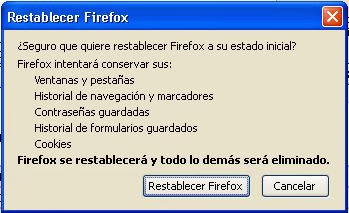 Restablecer configuracin original Mozilla Firefox