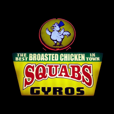 Squabs Gyros catering slots video gaming and logo