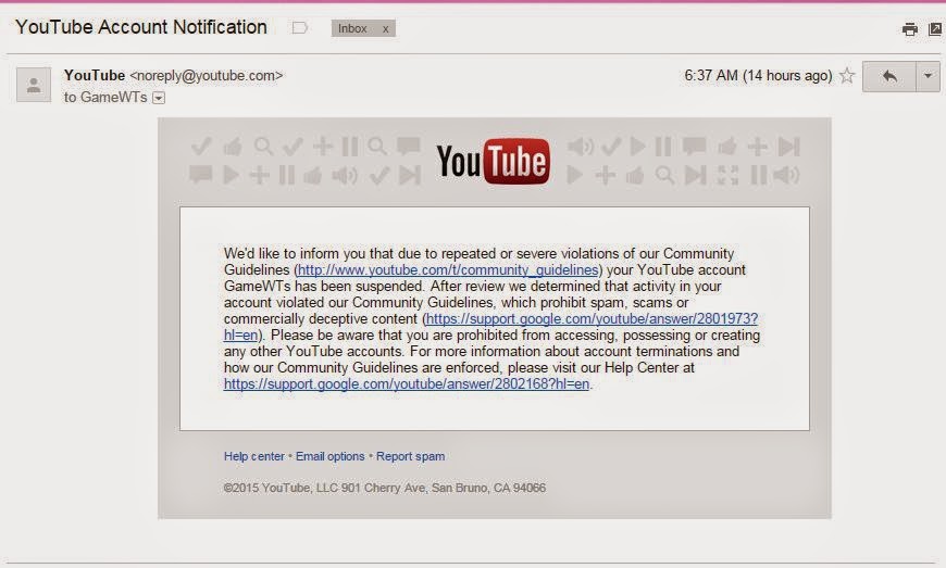 YouTube Channel Terminated due to Violation of Community ...