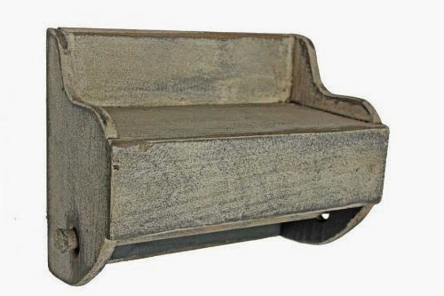 Country Rustic Primitive Paper Towel Holder with Shelf Buttermilk