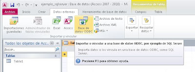 Acceso a tabla de SQL Server Express desde Microsoft Access usando ODBC