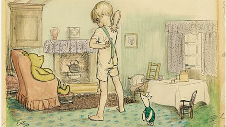 E. H. Shepard eredeti, színes illusztrációja (fotó: BBC)
