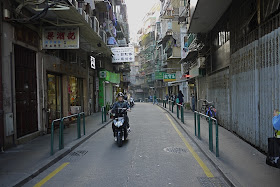 motorbike on street in Macau