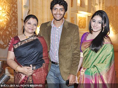 Mithu, Arjun and Riddhima during Gourab-Anindita's wedding reception, held in Kolkata. 